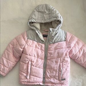 Toddler Eddie Bauer Pink and Gray Hooded Puffer Jacket